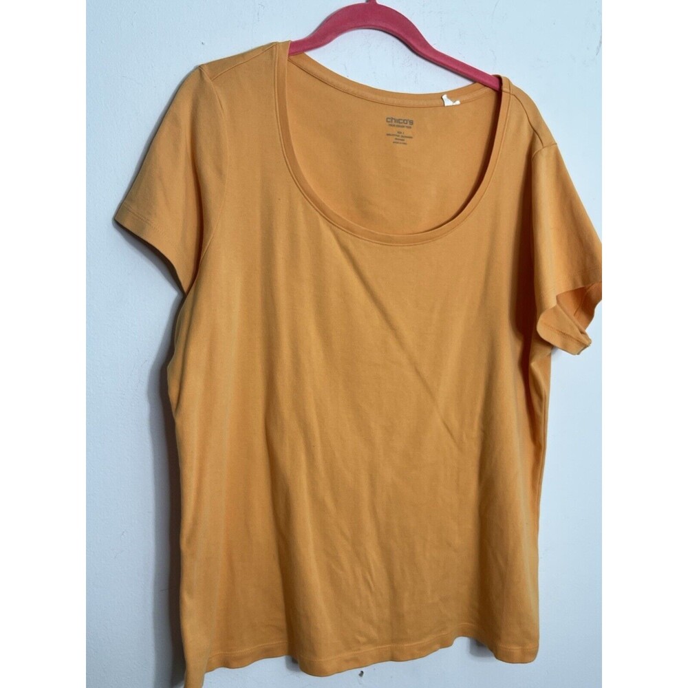 Chicos True Color Tee Apricot Orange Cotton Blouse sz 3 / 16 XL (11)